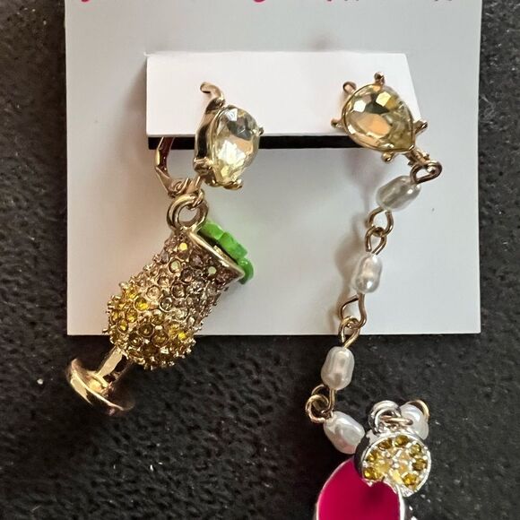 🩷 Betsey Johnson Island Cocktail Mismatched Margaritas Dangle Earrings 🩷 - Picture 8 of 8